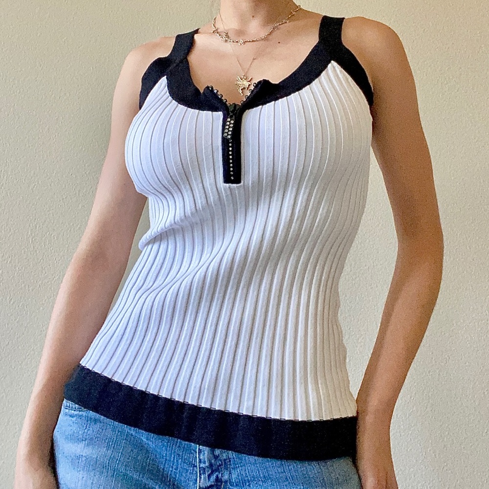 belldini white ribbed tank top y2k